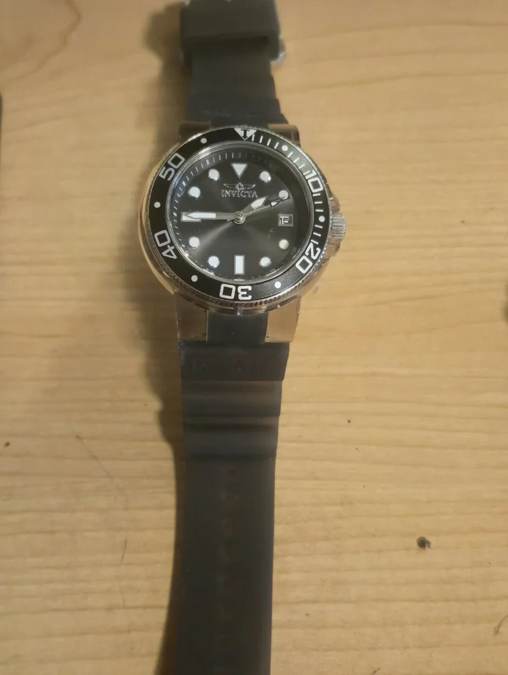 Nwt Invicta Men's Black Dive Watch with Rubber Strap